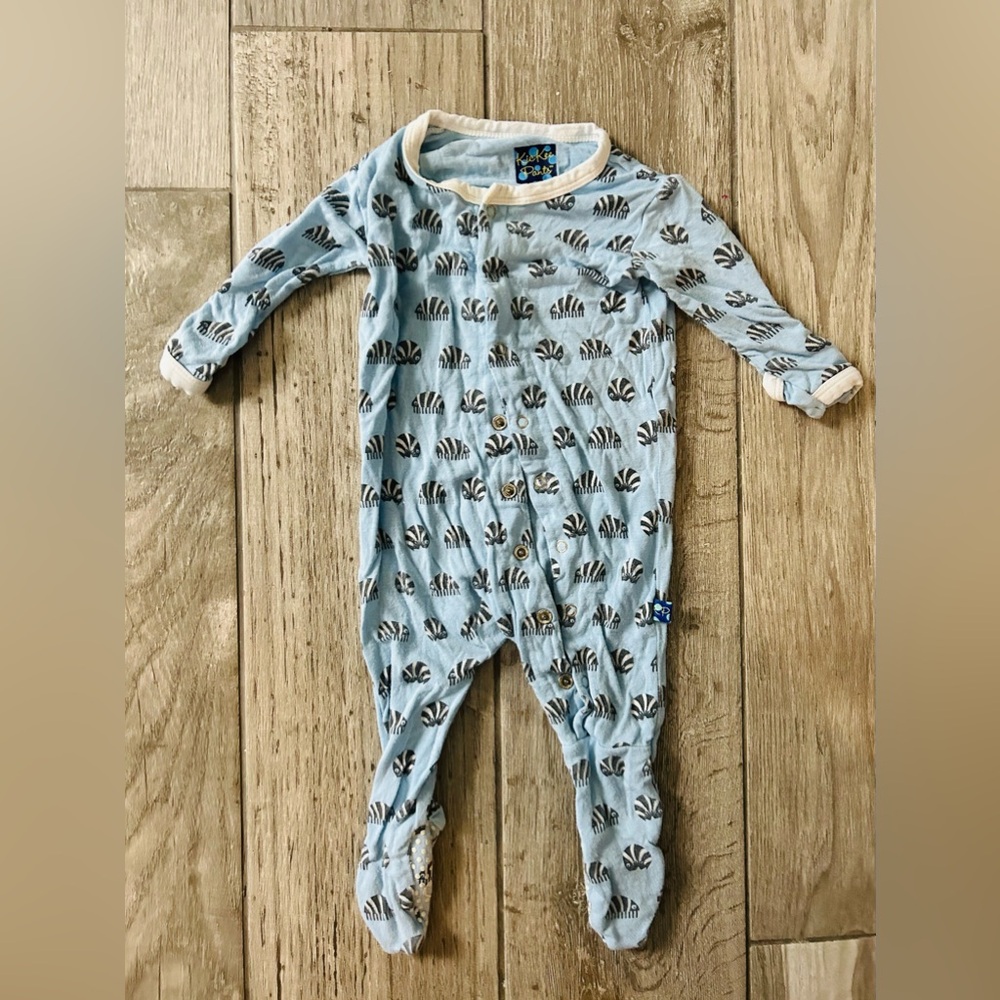 Kickee pants boys bamboo pajamas footies 0-3 months